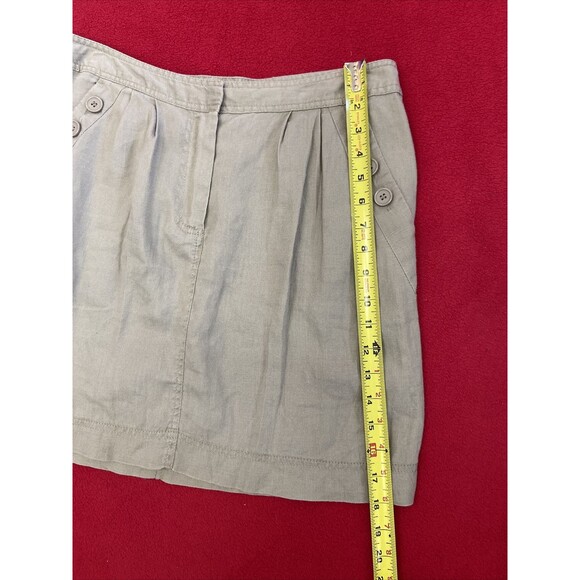 NEUTRAL LINEN SKIRT Cynthia Rowley 100% Linen Beige Mini Skirt Size 8 - Picture 4 of 9